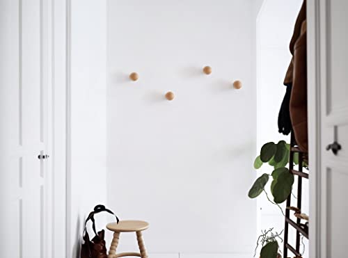 anaan Mushroom Wall Hooks Wood Round Coat Hook Wooden Hangers for Clothes Scarf Hat Bag Towel Wall Mounted for Hallway Kitchen Bathroom and Bedroom Decoration Design (Set of 4 Beech) - Image 2