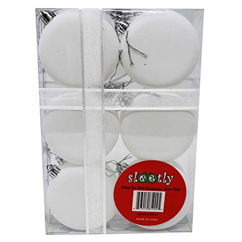 Sleetly White Matte Blank Flat Disc Diy Plastic Christmas Tree Ball Ornaments For Kids And Adults - Ornaments For Crafts, Painting, Drawing, Large 4 Inch, Set Of 12 #TOP2