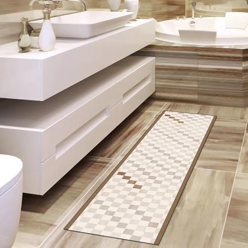 Alfombra larga para dormitorio y pasillos con diseño de cuadros 4