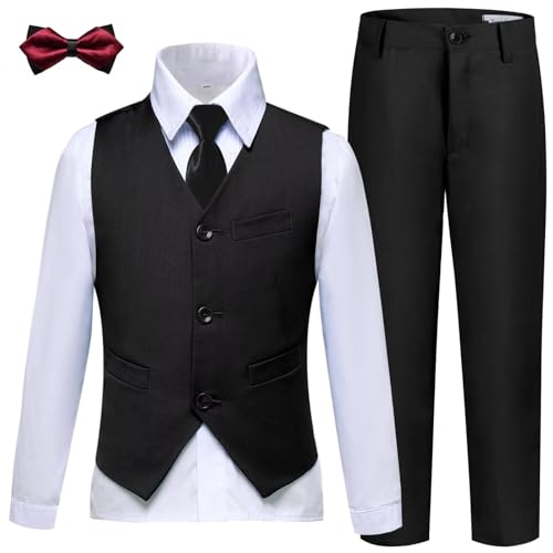 Boys Slim Fit Tuxedo Suit Set (Toddler–Teen) in Black