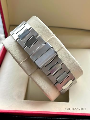 Image of AMERICANVIBER Dual Tone Stainless Steel Strap Men's Wrist Watches Classic Minimalist Bar Scale Dial Analog Wrist Watch for Men
