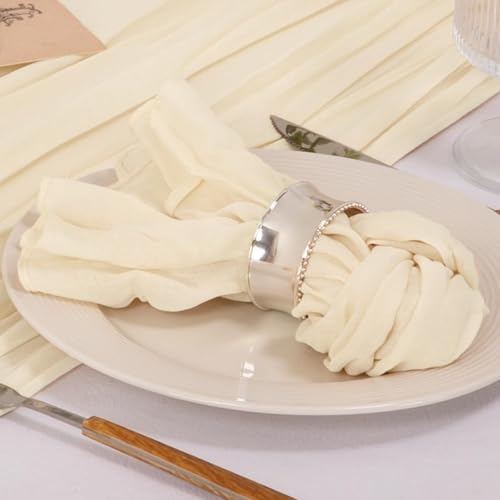 Image of MLMC 40 Pack Cheesecloth Napkins Bulk Beige Reusable Napkins 21 inchx21 inch Cream Boho Dinner Cloth Napkins in Bulk for Bridal Shower Baby Shower Events Decor