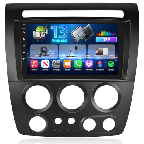 NHOPEEW Android Radio for Hummer H3 2005-2010 - [2+64G] 9 inch HD Touchscreen Aftermarket Stereo with Wireless Carplay and Android Auto, Mirror Link, WiFi, GPS, DSP, SWC + Canbus + Rearview Camera