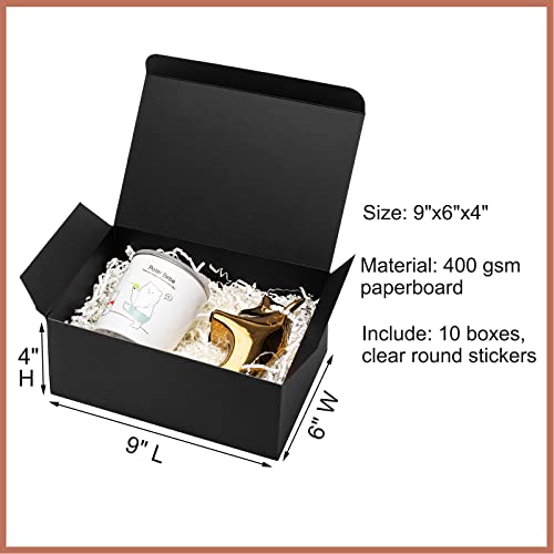 Mcfleet BKGB07 Black Gift Boxes With Lids 9X6X4 Inches 10 Pack Groomsmen Proposal Boxes Cardboard Gift Box For Presents, Craft Boxes thumb #1