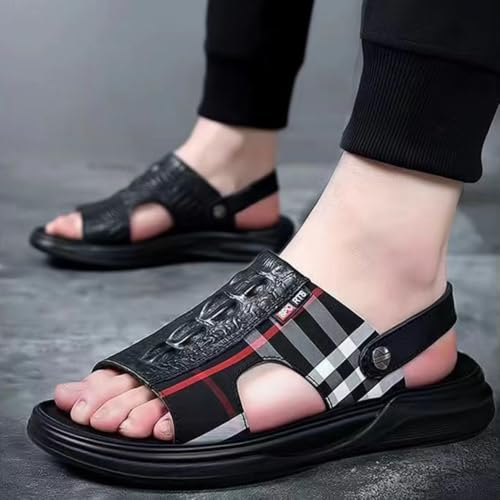 Premium Comfort Faux Crocodile Leather Outdoor Sandals Sildes Summer Slippers For Men Yoga Mat Flip Flops Indoor Footwear2