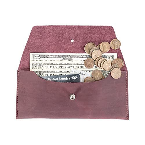 Image of Hide & Drink, Long Utility Pouch, Stylish Wallet for Carrying and Storing Cash, Clutch Bag, Full Grain Leather, Handmade, Sangria
