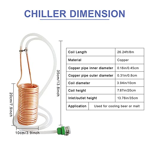 Yuewo WORTCHILLER-BM 26 Ft Copper Immersion Wort Chiller Coil Homebrew For Beer Brewing thumb #1