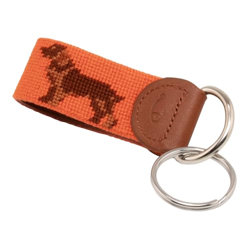 Image of Leather Hand-Stitched Needlepoint Key Fob or Key Chain