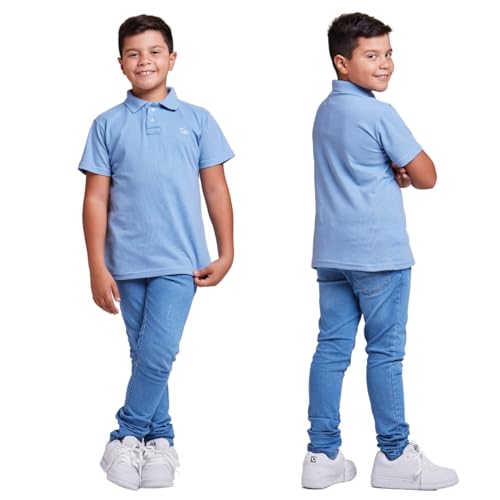 Camisa Polo Basica Infantil Masculina (12, Azul)