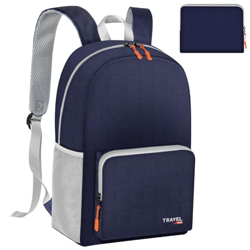 Aucuu Mochila Plegable Ultraligera, Bolsas de Viaje, Mochila de Senderismo Impermeable, Bolsas de Marcha Pequeña, para Hombre Mujer Viaje Excursiones Cortas Senderismo -Azul marino
