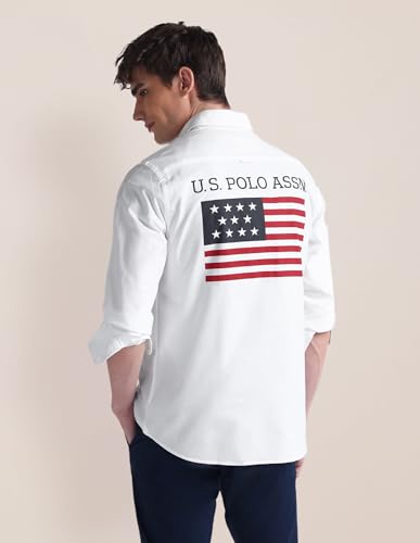 Image of U.S. Polo ASSN. Striped Regular Fit Cotton Shirts for Men - Full Sleeve Mens Casual Shirts