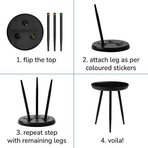 Mh London Side Table - Dilan Tri Pin Small Table. Exclusively Designed Hand-Crafted Small Nightstand. Solid Wood Round End Table. Contemporary Accent Table For Bedrooms, Living Rooms And Home Office #TOP6