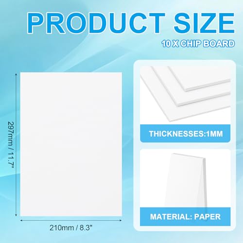 PATIKIL 12x8x0.04\ Spanplattenblätter, 10 Stück 40PT Dickes Buchbinderbrett Stabiles Buchbindematerial für Buchumschlag, Weiß