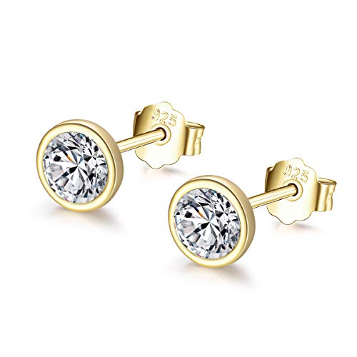 Shuxin, orecchini a perno da donna, in argento Sterling 925 con zirconia cubica, ipoallergenici, piccoli orecchini a perno per cartilagine, trago, argento e oro, colore: Oro, cod. DCSE020b-5