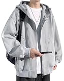 [Bligo] ジップアップ パーカー 長袖 メンズ 春服 おしゃれ スウェット カジュアル 人気 柔らかい 快適 ハイネック トレーナー 韓国風 ライトアウター 無地 トップス シンプル 秋服 ポケット付き 普段着 Light Gray-2XL