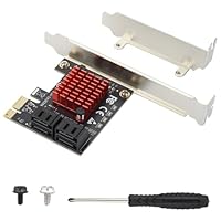 ELUTENG PCI-E zu SATA Adapter 4-Port PCIe Erweiterungskarte 6Gbps SATA 3.0 Controller PCI Express Controller Card mit Low-Profile Halterung für Windows/Linux, Non-Raid, Booten als Systemfestplatte
