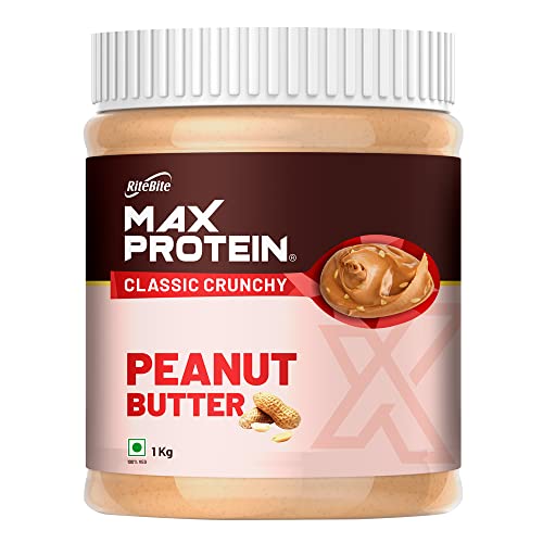 Image of RiteBite Max Protein Peanut Spread - Classic Crunchy Peanut Butter 1000 g - High Protein | High Fiber | Gluten Free | Vegan | No Preservatives | All Natural