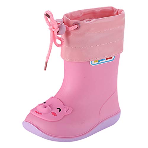 Children's Fall Waterproof Cartoon Rain Boots for Little Kids Toddler Baby Boys Girls Ankle Jelly Anti-Slip Rainshoes (F, 18-24 Months)