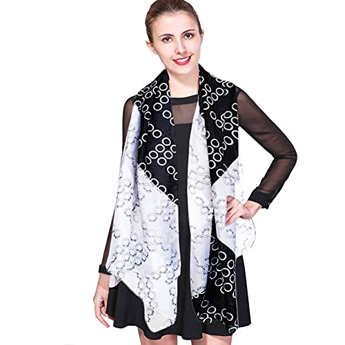 iEverest Femme Foulards en Soie Sheer Wrap Châle Femme Satin Soie Longue et Écharpe Foulard en Soie Sheer Wrap Châle Anti UV et Garder au Chaud Motif Cover