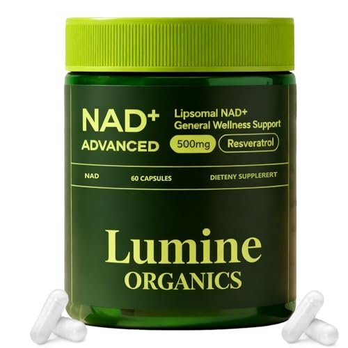 1PCSLumine Organics NAD+ Supplement for Energy Metabolism Support Liposomal Capsules Containing Resveratrol Nicotinamide Ribosidean & Quercetin Alternative to NMN Supplement Gluten-Free Vegan (1PCS)