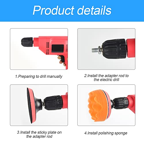 Image of 22 PCS Car Polishing Kit, 3 inch Buffing Pads, Automotive Polisher for Drilling, Waxing, Detailing (18 Pads, 2 Drill Adapters, 2 Suction Cups)