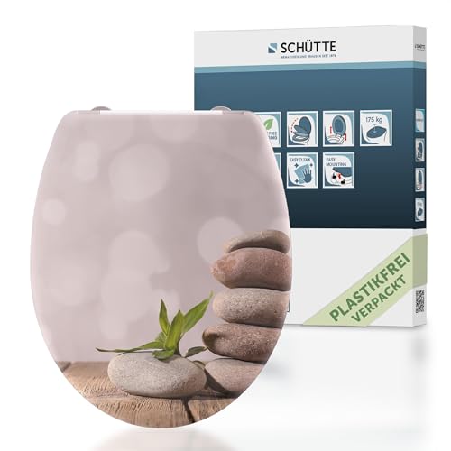 SCHÜTTE Abattant WC Pyramid avec système d'abaissement automatique et fermeture rapide en Duroplast - Couvercle de toilette avec capacité de charge de 175 kg - Lunette de WC avec motif
