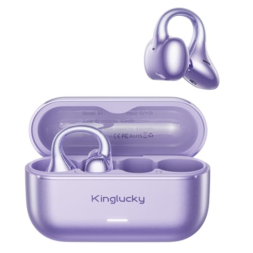 Kinglucky Open Ear Earbuds Comfortable & Secure, Immersive Sound, 50H Battery, Bluetooth 5.4 Wireless Headphones, Lightweight & Glasses Clip on Ear Buds for Commute All-Day Wear AirClip