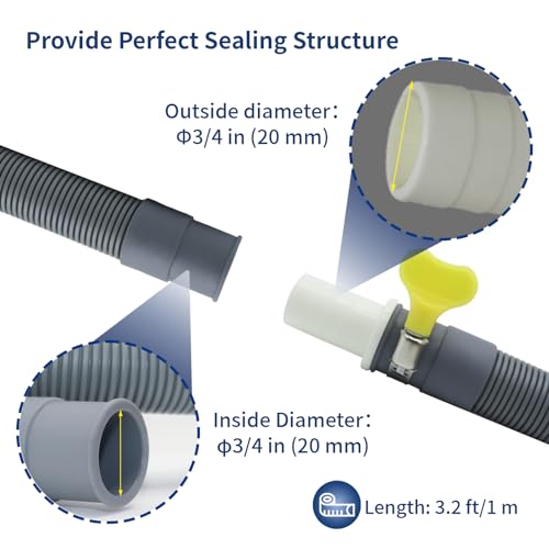 Anchira 1 M 3.2 Ft Washing Machine Drain Hose, Flexible Dishwasher Drain Hose Extension Kit thumb #3