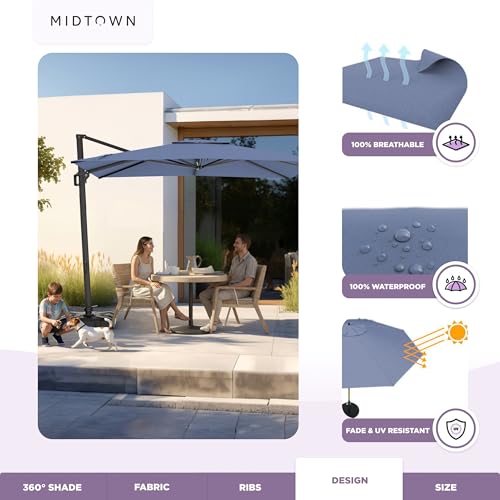 Image of Midtown Umbrellas Grande Square - 9 x 9 Ft Cantilever Umbrella