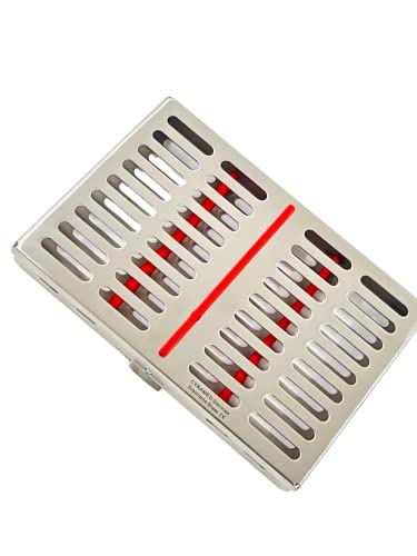 German Stainless 1 Dental Sterilization Cassette Rack Tray Box for 10 Surgical Instruments