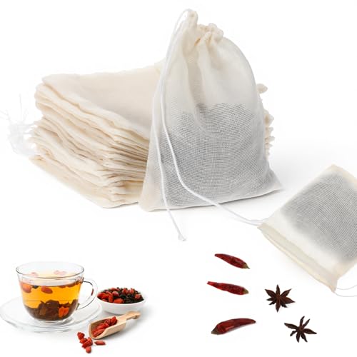 50 Stück Gewürzsäckchen Zum Mitkochen Baumwollsäckchen 10 X 8cm Baumwollbeutel Gewürzsäckchen Zum Kochen Teebeutel Für Losen Tee Kleine Säckchen Befüllen Beutel Käsetuch Brew Kaffeebeutel Gewürz