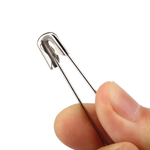 Mr.do Sicherheitsnadeln 50 Stück in 4 Verschiedenen Größen mit Box Fingerschutz Silber Edelstahl