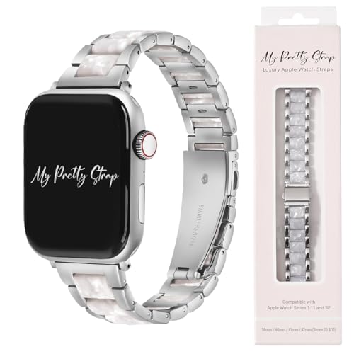 Image of My Pretty Strap - Compatible Apple Watch Band Strap, Stainless Steel Fashion iWatch Replacement Strap- Easy Resizing, No Tool Needed, Fits Most Wrists- Series 1-11, SE and Ultra