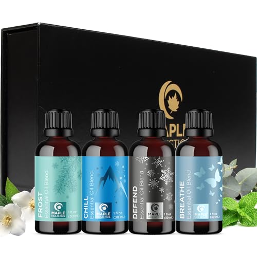 Image of Winter Essential Oils Set for Diffuser - Large 100% Pure Holiday Essential Oil Blends Gift Set with Frost Chill Defend and Breathe Blends - Perfect Aromatherapy Gift for All Occasions (4x30mL)