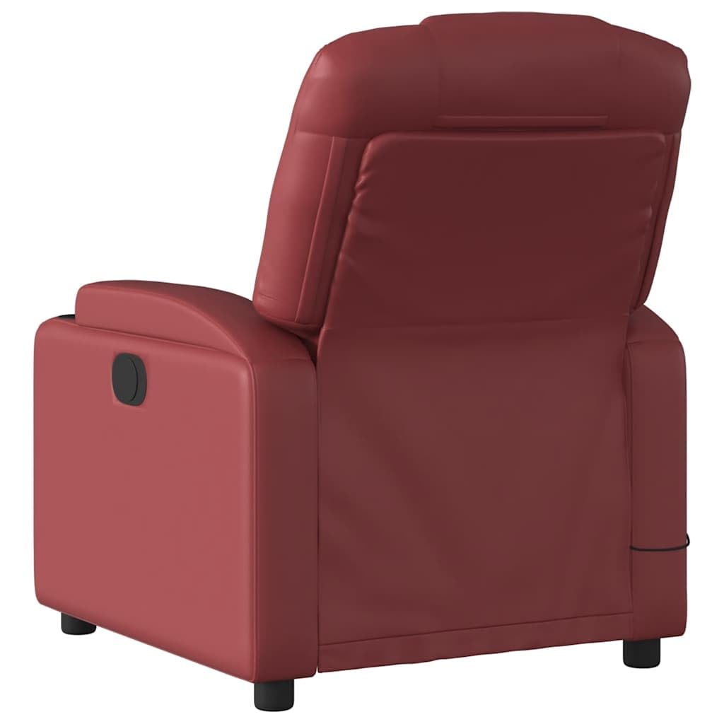 Poltrona massaggiante rosso vinaccia ecopelle regolabile manualmente a 6 punti massaggio vibrante comoda poltrona lounge per camera da letto, soggiorno, portata massima 110 kg