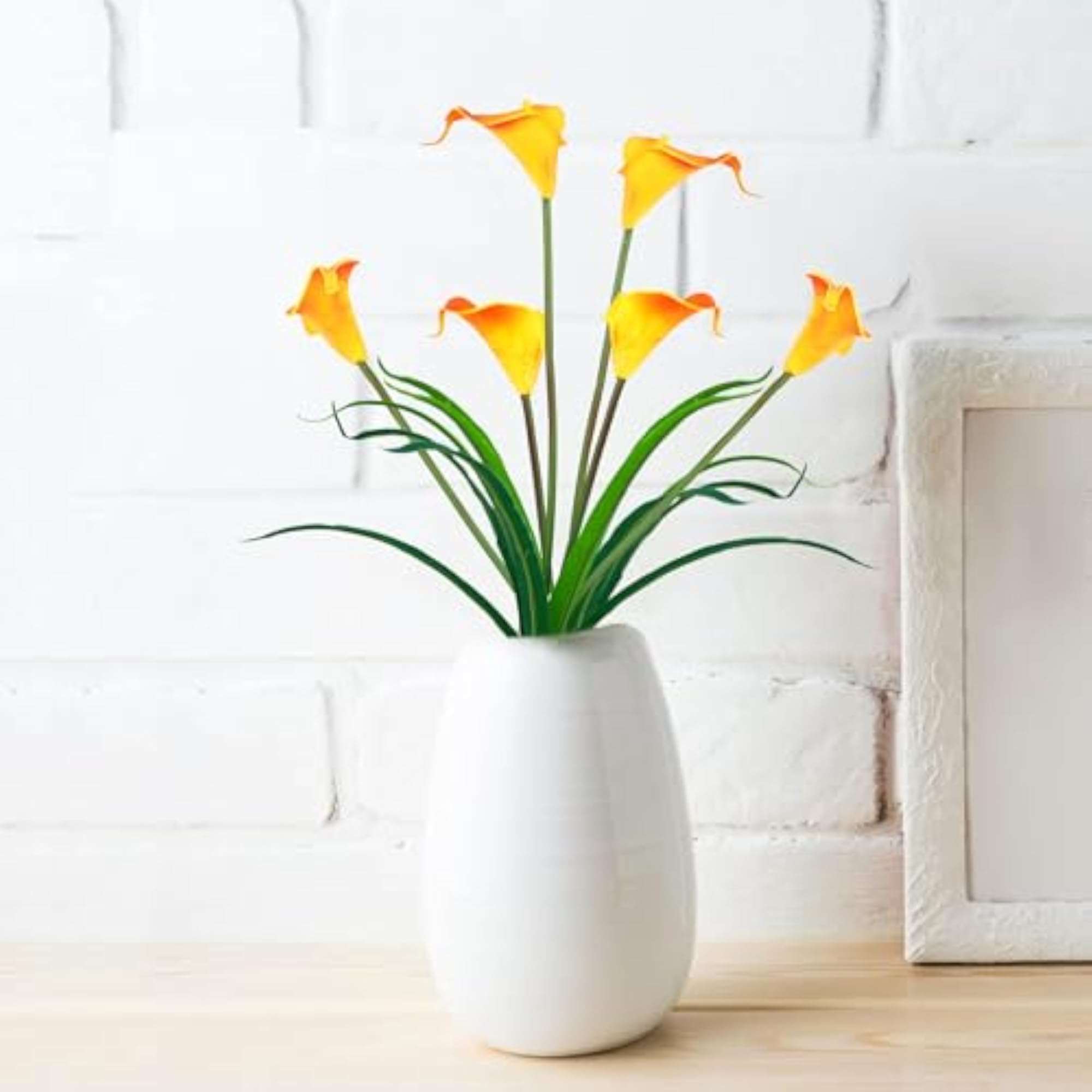 Artificial Three Headed Calla Lilly Bouquet, Orange