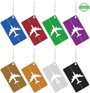 8 PCS Luggage Tags, Metal Suitcase Tag with Name Address Tel Email Labels, Anti-Rust Aluminium Baggage Handbag Tags, Waterproof Travel Luggage Id Tag Prevent Loss for Travel Business Trip