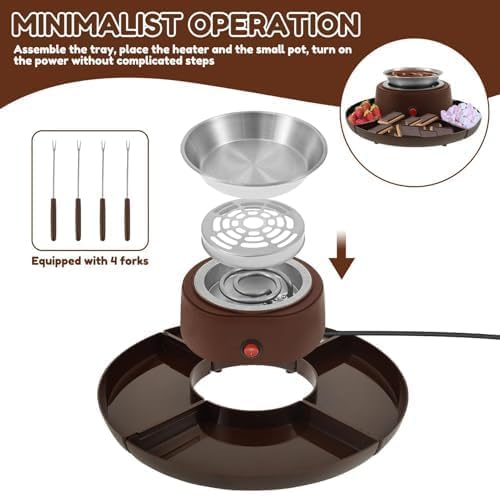 Elektrisches Fondue-Set mit abnehmbaren Tabletts, flammenlose Schokoladenschmelzstation für Partys, Familien-Leckereien und Dessert-Liebhaber