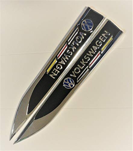 Maple leave VW Logo Chrome Stickers Motion Blade Side Emblem Badge for All VW Series Golf GTI Golf 5 6 7 MK5 MK6 MK7 Jetta （Black）