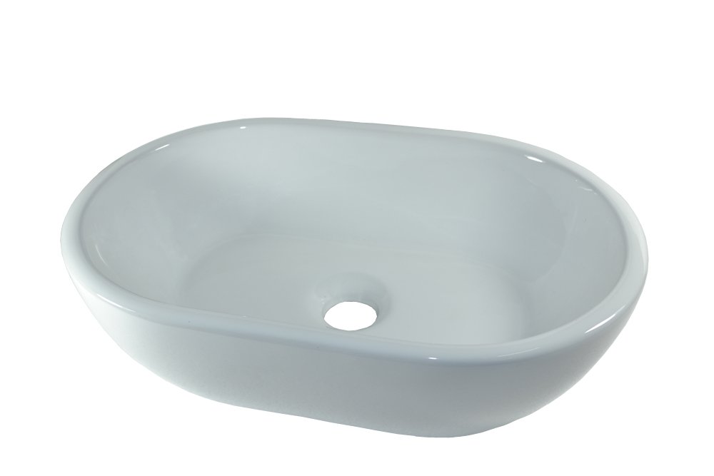 Lavabo de cerámica, color blanco, ovalado, pequeño, 45 x 29,5 x 12 cm