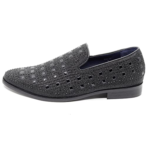 Men's Vintage Studded Rhinestone Designer Classic Smoking Dress Tuxedo Loafers Slip On Shoes SM-112