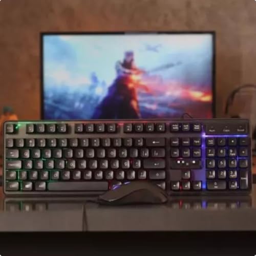 Kit Teclado E Mouse Gamer Com Fio Usb Semi Mecanico Rgb Notebook Computador Pc Led para Jogos Jogado