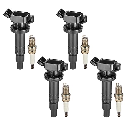 Image of BDFHYK Ignition Coil Pack UF247 and Iridium Spark Plug 4503 Compatible with Toyota Corolla 2005 2006 Toyota Celica 2003-2008 Toyota Matrix Pontiac Vibe Chevy Prizm Toyota Coil Pack 1.8L Set of 4