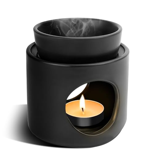 Brûleur d'Encens Céramique | Diffuseur Parfum Maison pour Huiles Essentielles & Bougies | Bruleur Fondant à Bol Amovible Blanc Mat - Brûle Parfum Élégant...