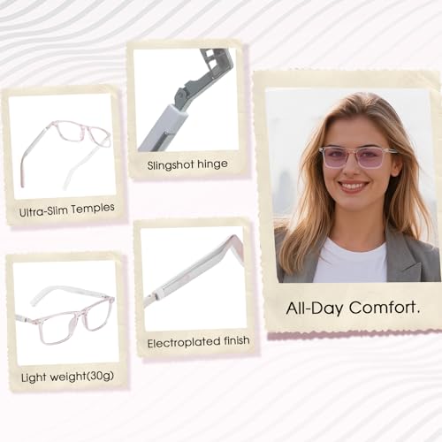 Image of AI Smart Glasses for Women with Stylish Rose-Gold Thin Temples | Real-Time Translation - 164 Languages, Color-Changing Lenses, Lightweight, Free App, Bluetooth Glasses for Travel Working