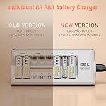 EBL Mise à jour 8 Chargeur de batterie à fente avec 4 AA 4 AAA Batteries, charge individuelle intelligente pour Ni-MH Ni-CD, 1.2V DC Produit
