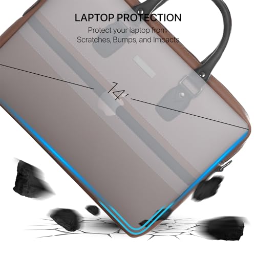 Image of Vaku Luxos MILAN 14 Inch Laptop Bag Leather Collection Messenger Organizer Shoulder Sling Office Bag for Men & Women With Adjustable Strap for Laptop and MacBook up to 14 inch