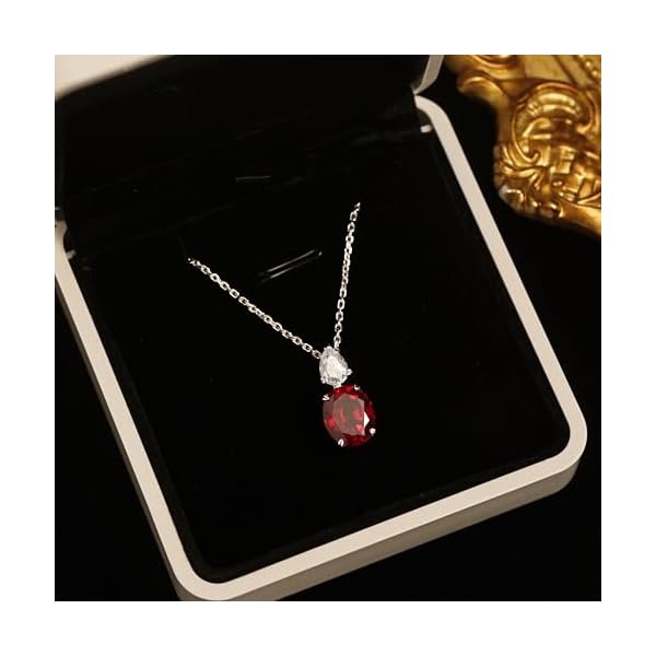 Ruby Necklace for Women – 4.8ct Lab-Grown Ruby & Moissanite Pendant, 18K White Gold Plated 925 Sterling Silver, Elegant Red Gemstone Jewelry Gift - Image 3