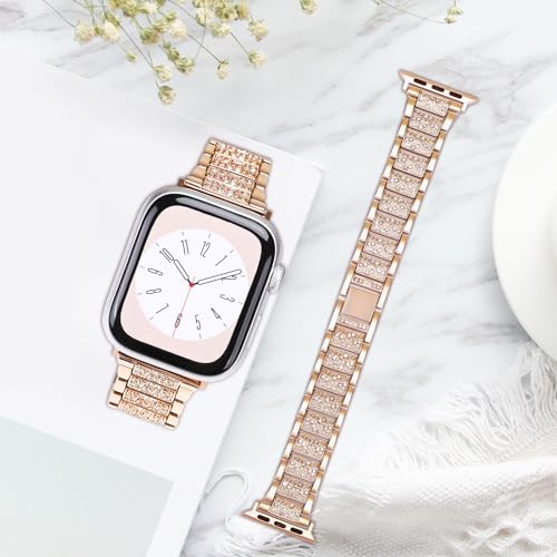 MOSISO Pulseira feminina de aço inoxidável de metal com decoração de strass de 41 mm, 40 mm e 38 mm,