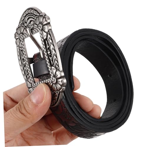 BESPORTBLE Vintage Western Floral Design Belt for Women Men PU Waist Belt with Engraved Buckle for Daily Wear Antique Retro Style Cowgirl Accessory3